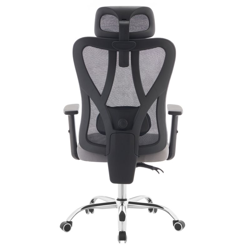 Ergonomické kancelárske kreslo, svetlosivé s tmavosivou sieťovinou a chrómovou podstavou