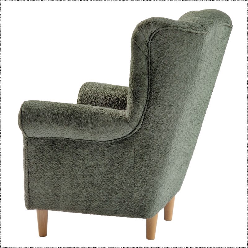 Dizajnový ušiak, zelený v látke Coral Bouclé