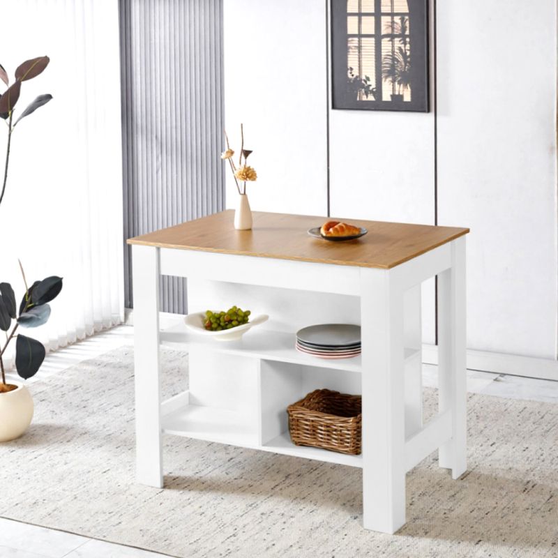 Kuchynský ostrovček, dub, biely, s otvorenými policami