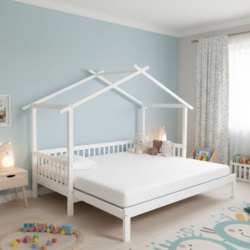 Montessori posteľ rozkladacia 90-180x200 cm, biela, masív