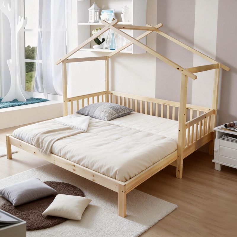 Montessori posteľ rozkladacia 90-180x200 cm, prírodná, masív