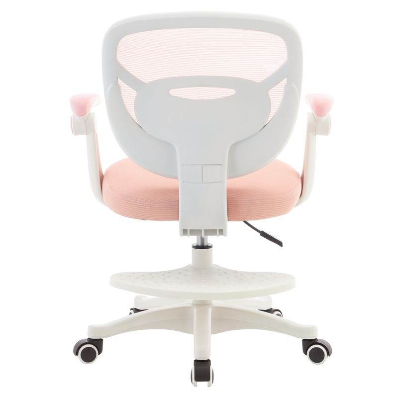 Otočná stolička, ružová sieťovina, biela, s podnožkou