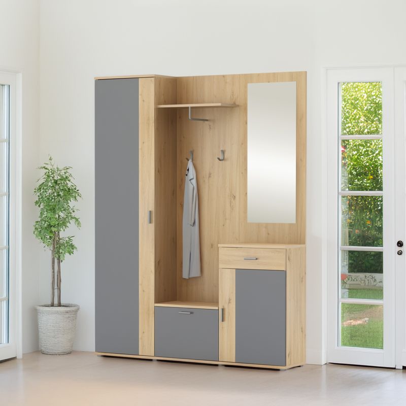 Predsieňová zostava, dub artisan, grafit