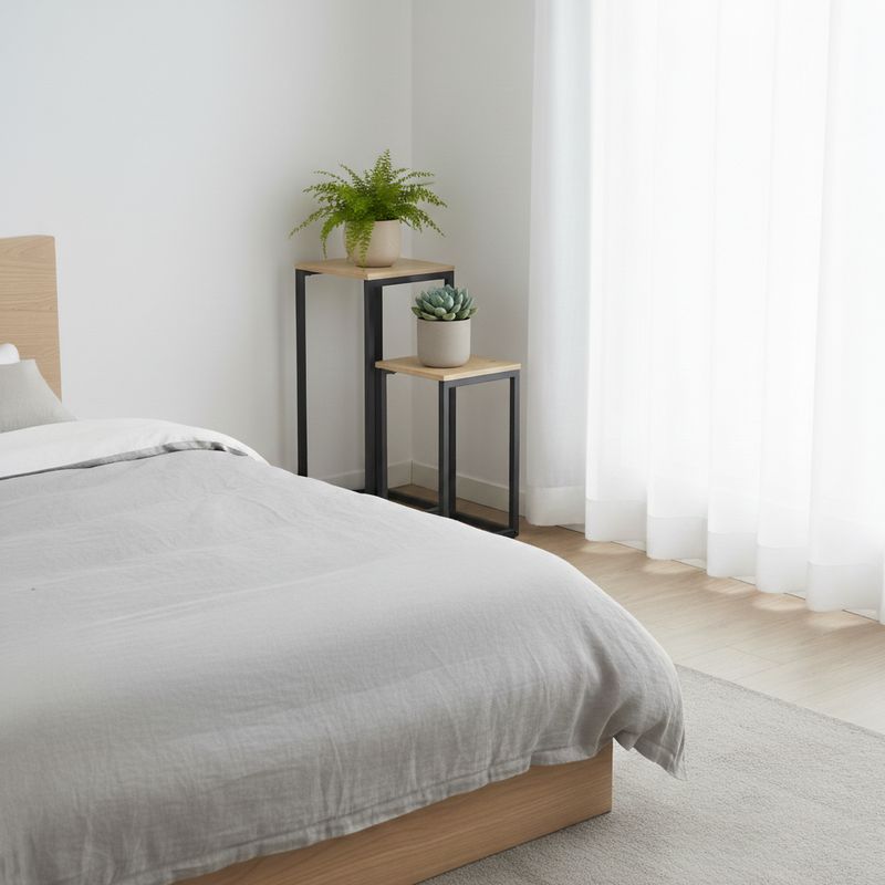 Príručné stolíky, set 2 ks, dub, čierna