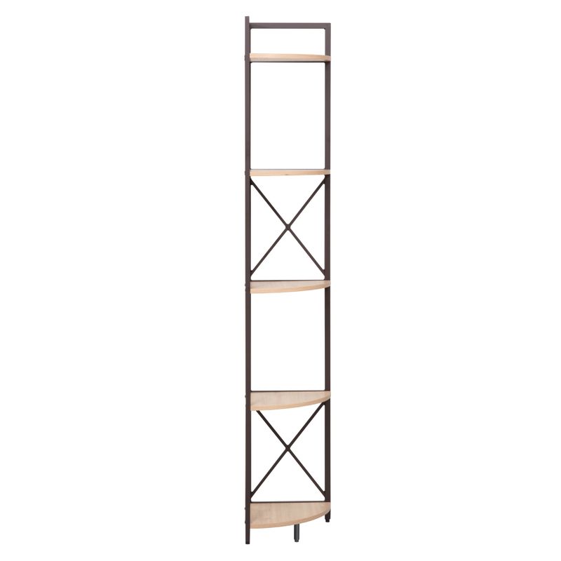 Rohový regál s policami, dub, čierny