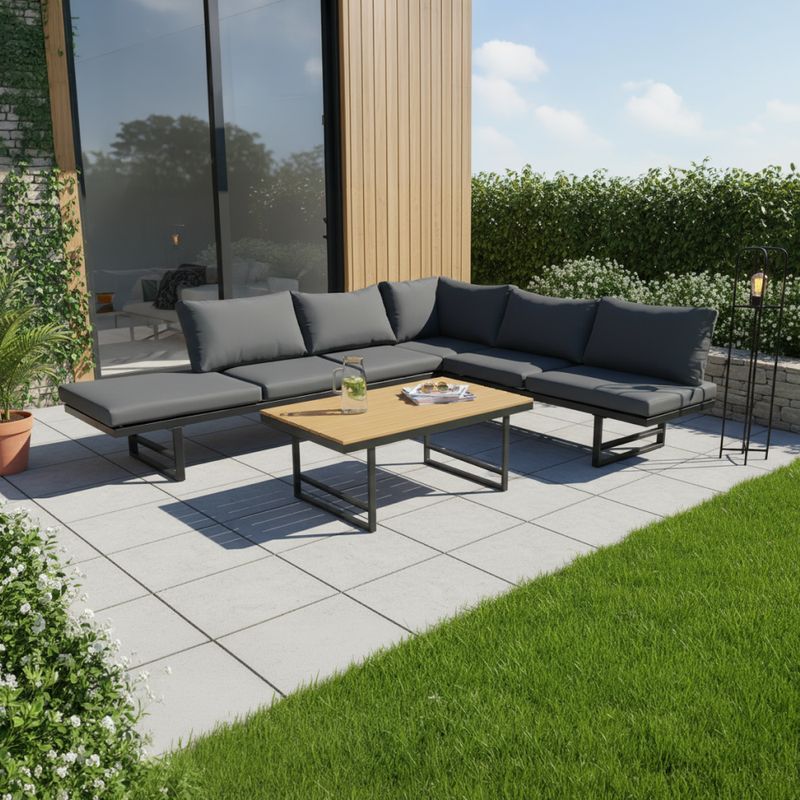 Modulárny záhradný set, čierny, tmavosivý, prírodný