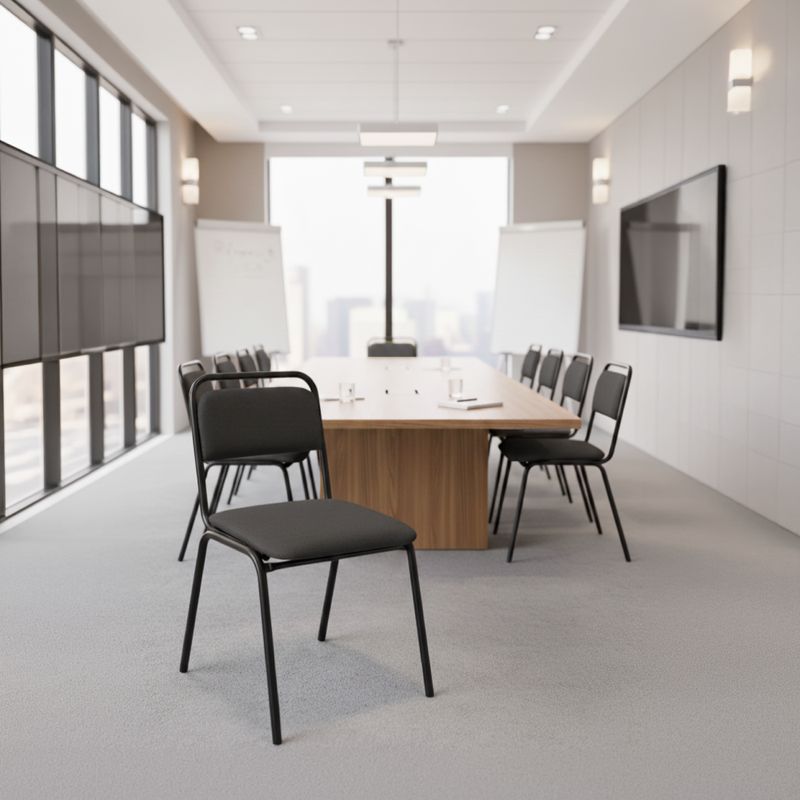 Zasadacia stolička stohovateľná, sivá látka, čierny kov