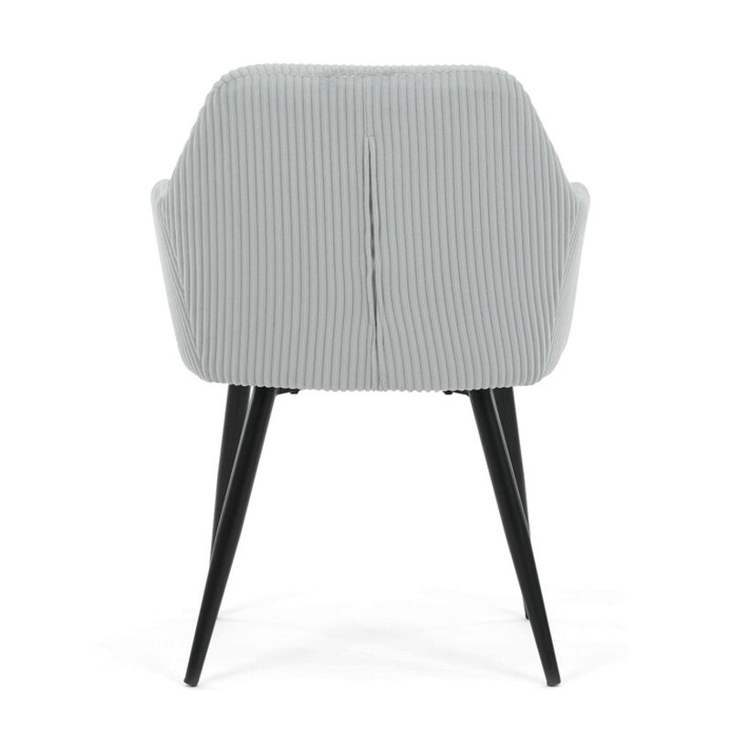 Jedálenská stolička modrá s menčestrovou látkou a čiernymi kovovými nohami