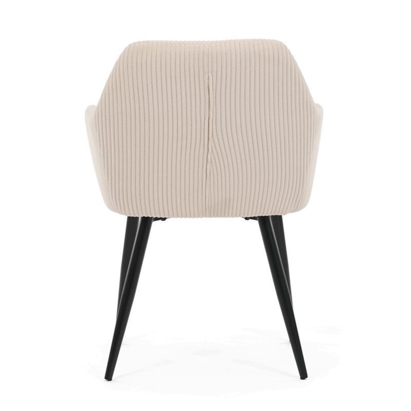 Jedálenská stolička krémová s menčestrovou látkou a čiernymi kovovými nohami