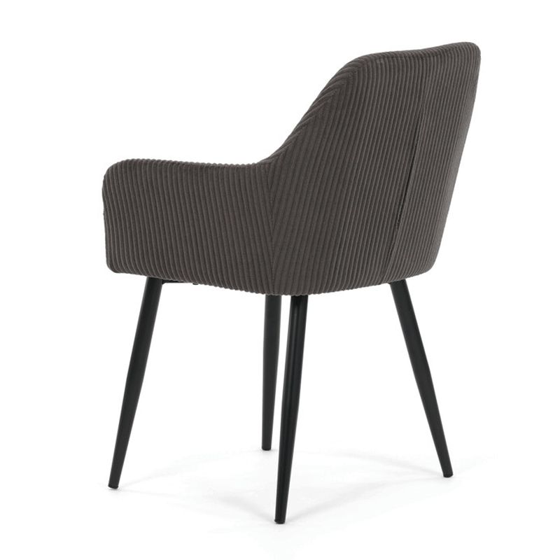 Jedálenská stolička sivá s menčestrovou látkou a čiernymi kovovými nohami