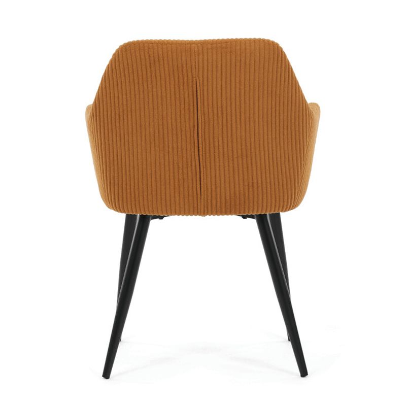 Jedálenská stolička žltá s menčestrovou látkou a čiernymi kovovými nohami