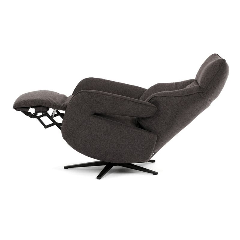 Luxusné elektrické relaxačné kreslo, hnedá látka, s otočnou funkciou