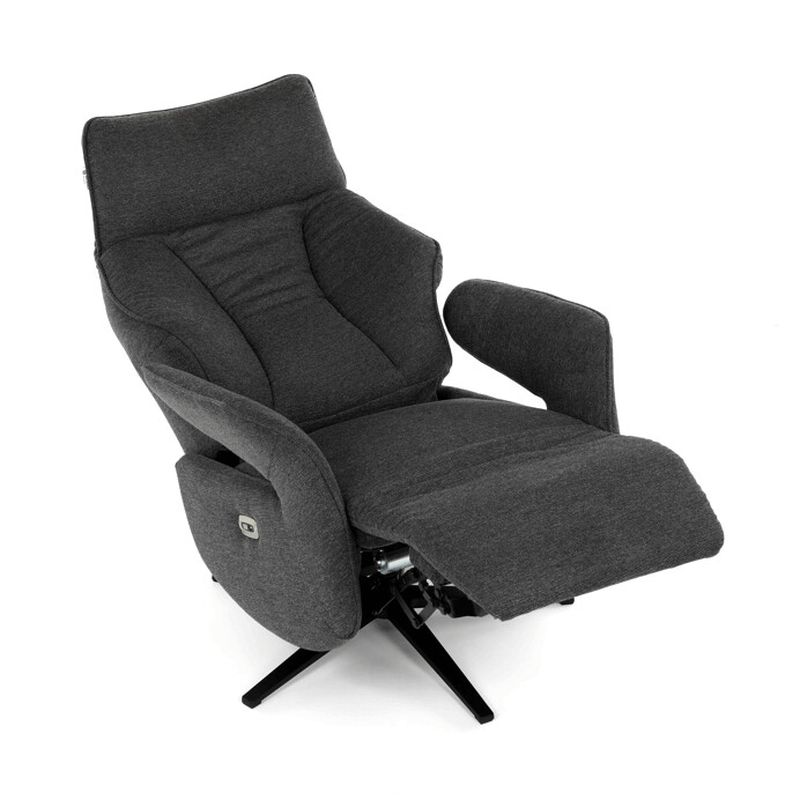 Luxusné elektrické relaxačné kreslo, sivá látka, s otočnou funkciou