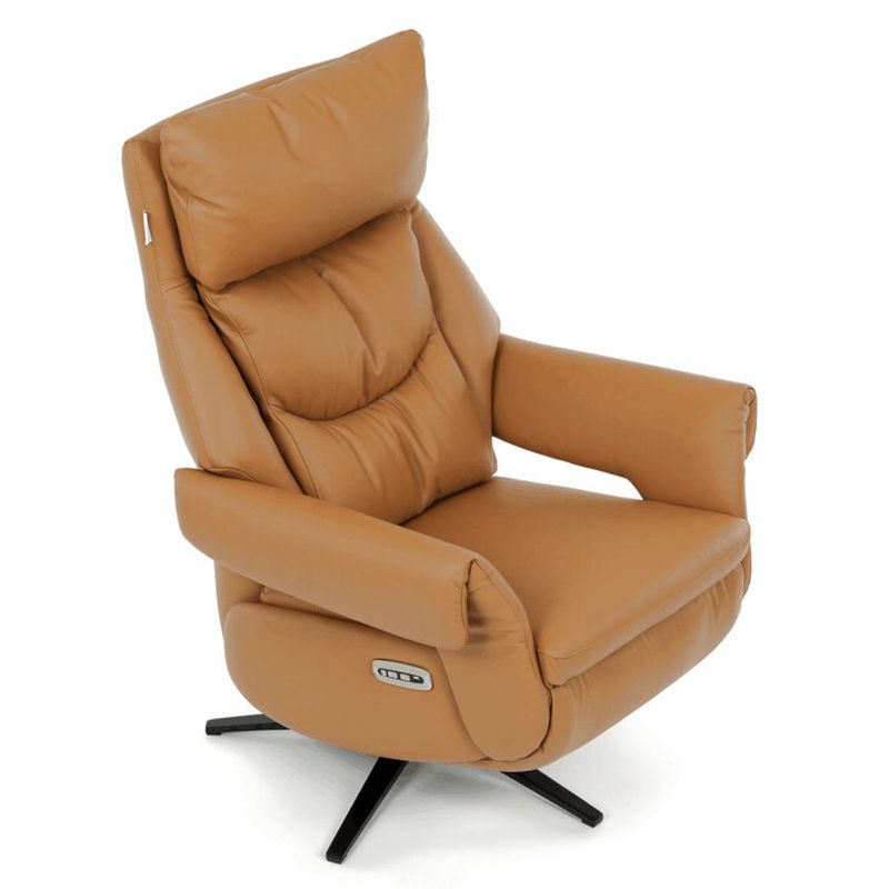 Luxusné béžové kožené relaxačné kreslo s elektrickým polohovaním