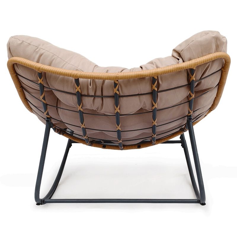 Záhradné hojdacie kreslo krémové z kovu a polyratanu