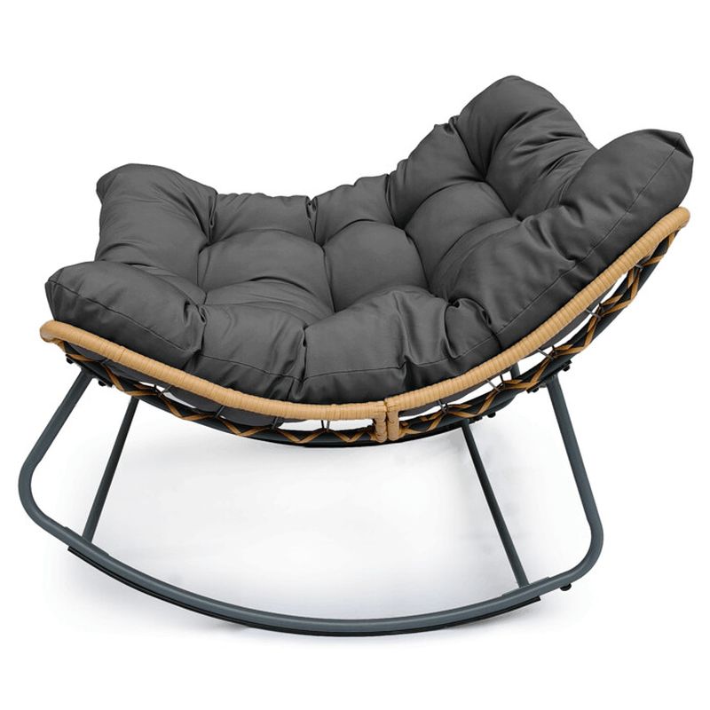 Záhradné hojdacie kreslo sivé z kovu a polyratanu