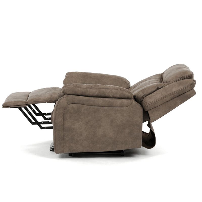 Elektrické polohovacie kreslo, výklopné, hnedá vintage látka