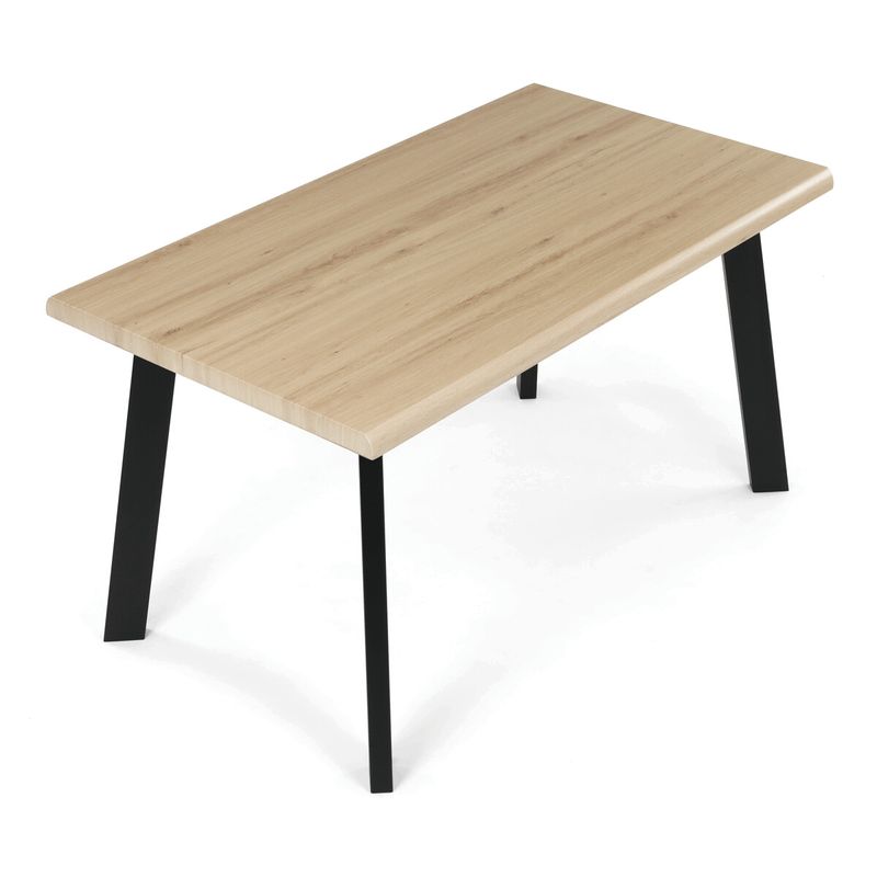 Moderný jedálenský stôl 140 × 80cm, divoký dub s kovovými nohami
