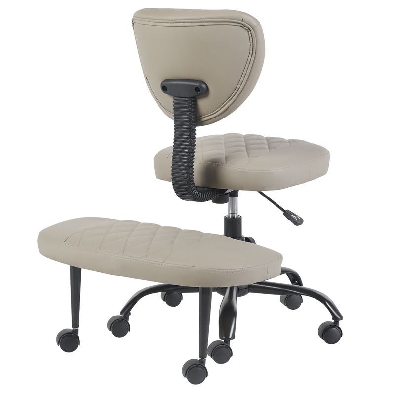 Ergonomická kľakačka, sivohnedá Taupe ekokoža, čierny kov