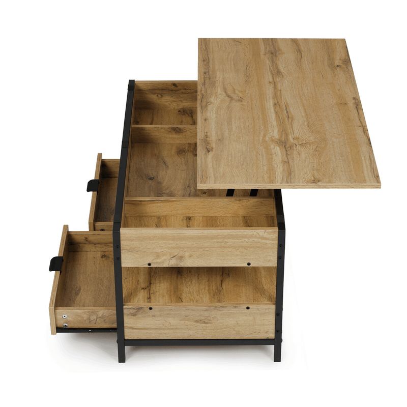 Konferenčný stolík, 100x50cm, MDF dub, nohy čierny kov