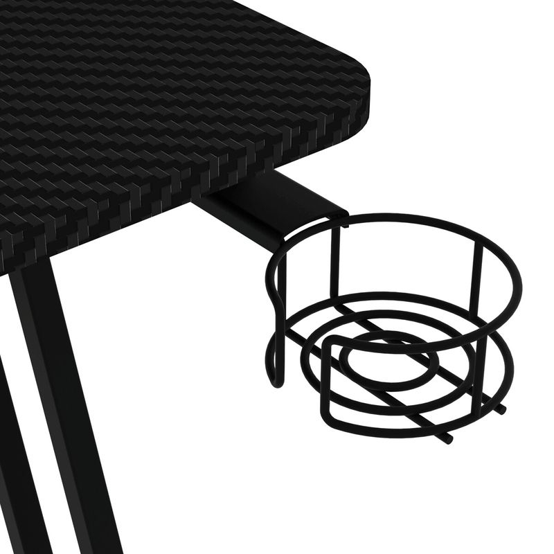 Moderný herný stôl 120x60, čierny carbon s kovovou podnožou