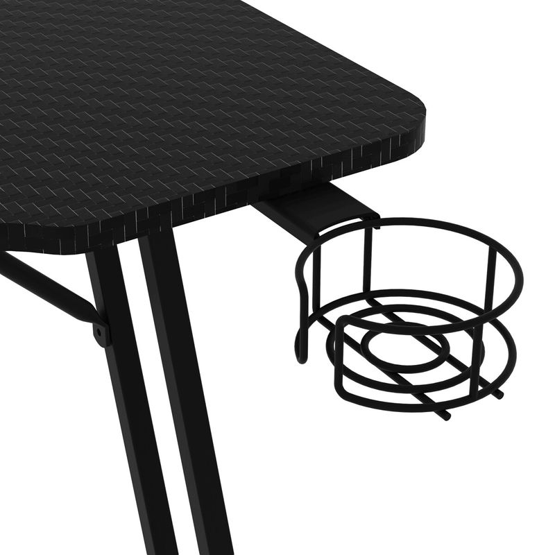 Moderný herný stôl 160x60, čierny carbon s kovovou podnožou