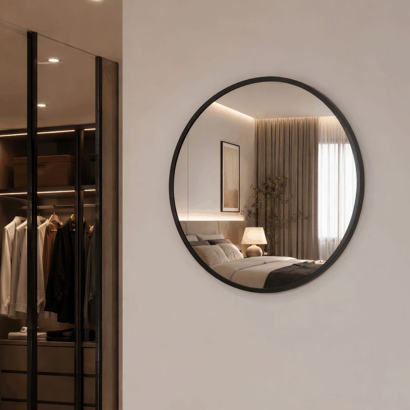 Okrúhle závesné zrkadlo 60 cm, čierne