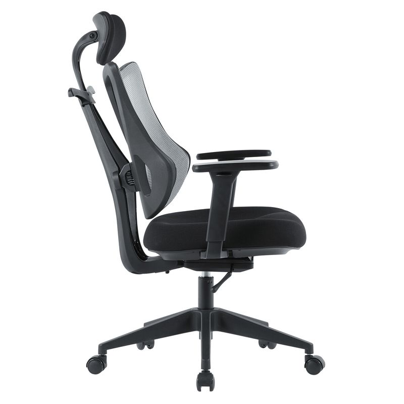 Ergonomická kancelárska stolička E-racer, sivá, sieťované operadlo, 120kg