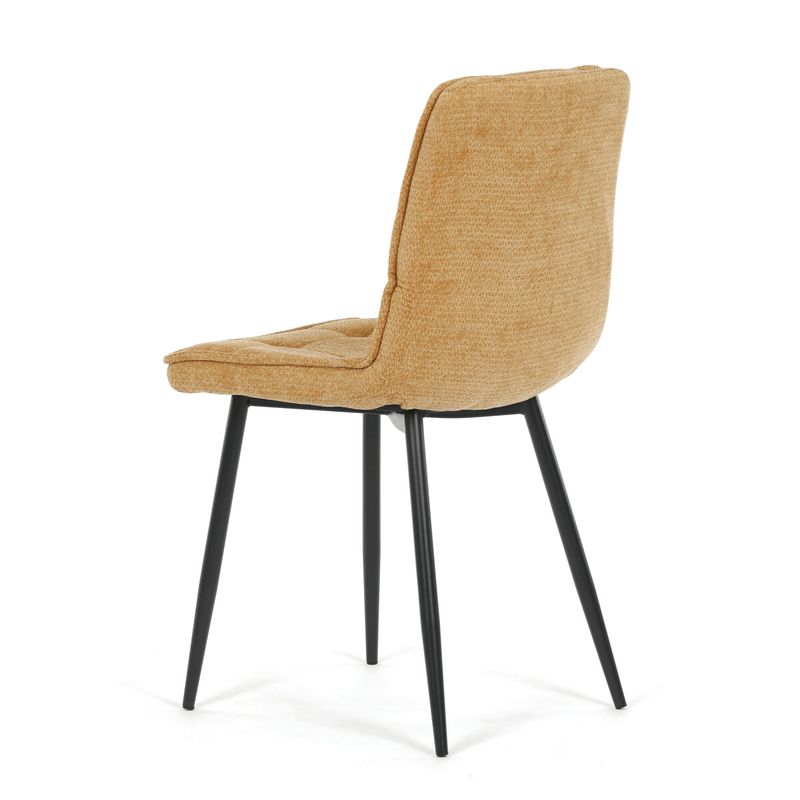 Jedálenský set so 4 stoličkami, 110x70cm, žltá látka, MDF divoký dub