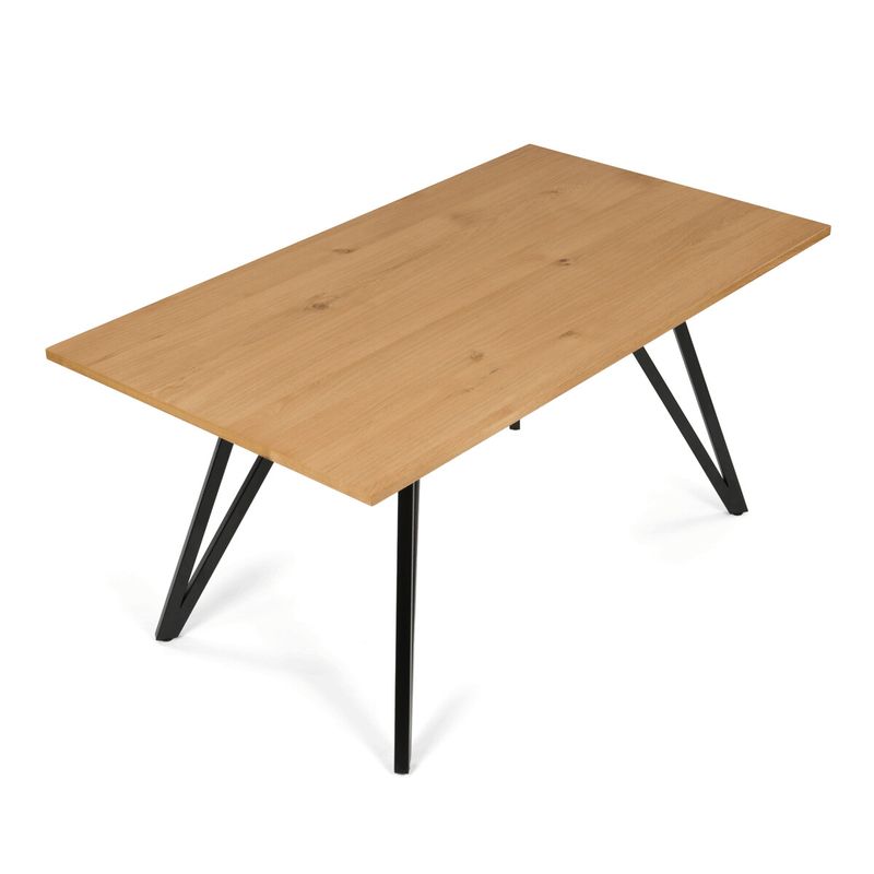 Moderný jedálenský stôl 160x90, dýha dub, čierny kov