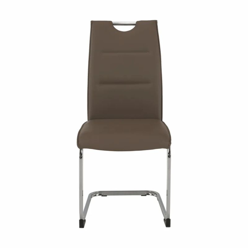 Štýlová jedálenská stolička v hnedej ekokoži