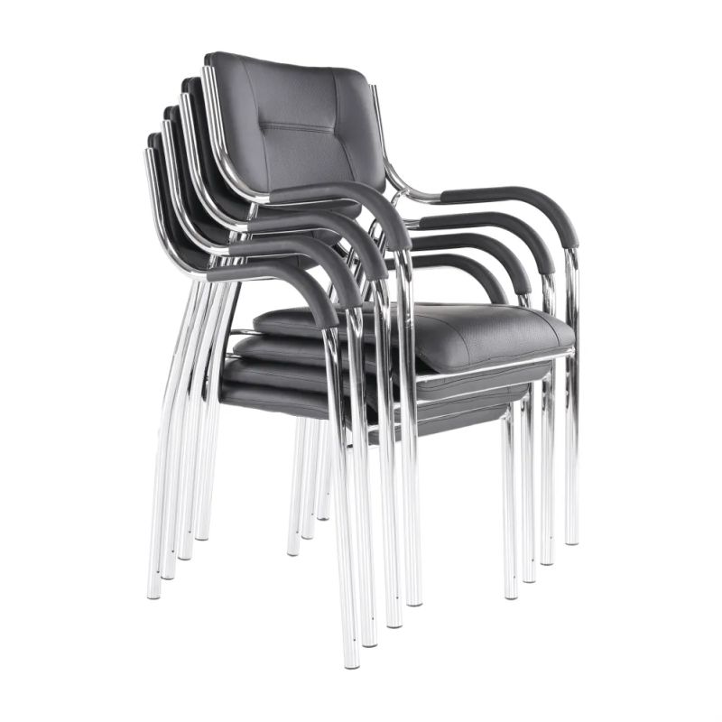 Stohovateľná stolička, čierna ekokoža