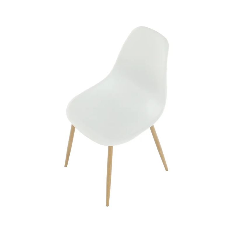 Stolička biely plast, nohy v prírodnej farbe