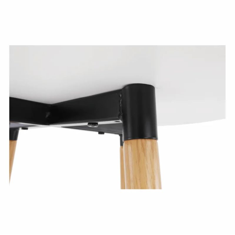 Barový stôl vo farbe biela a dub na štyroch kovových nohách