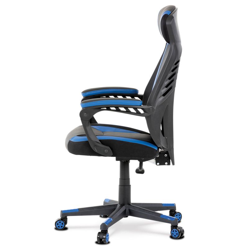 Luxusné herné a kancelárske kreslo čierne s modrými doplnkami