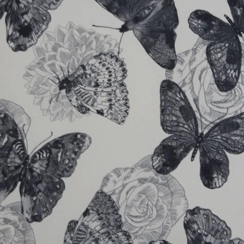 Kreslo ušiak s taburetom, látka butterfly 1