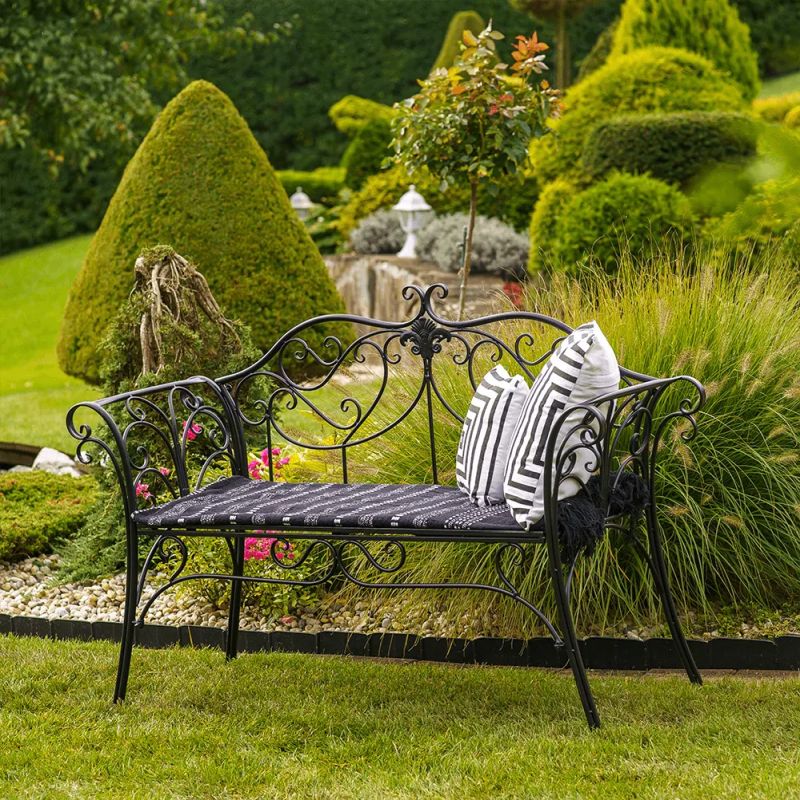 Záhradná kovová lavička čierna