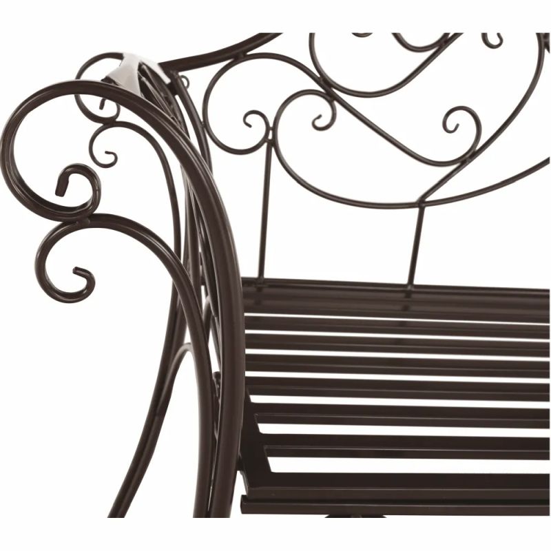 Záhradná kovová lavička hnedá