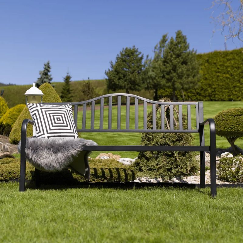 Záhradná lavička so stolíkom, čierna