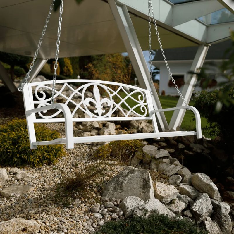 Záhradná závesná hojdačka biela