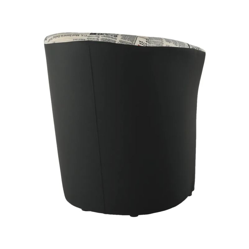 Elegantné kreslo, D-8 ekokoža čierna/látka vzor noviny