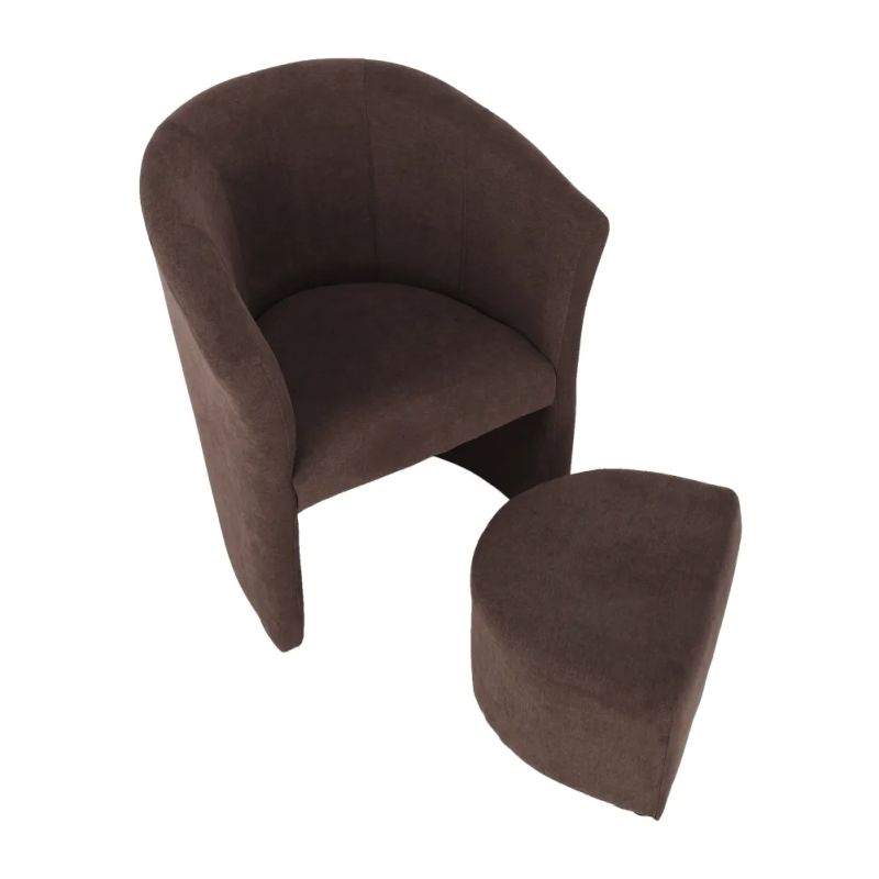 Klubové kreslo s taburetom hnedá látka