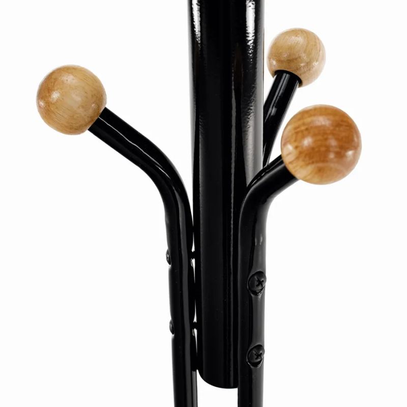 Vešiak, lesklá čierna/prírodné drevo