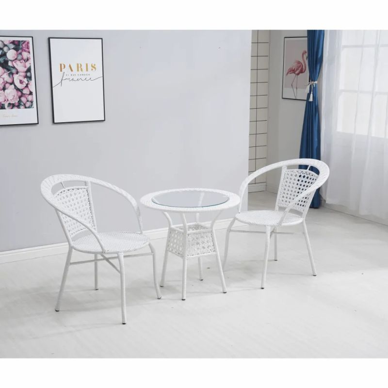 Záhradný ratanový set, 1+2, biely