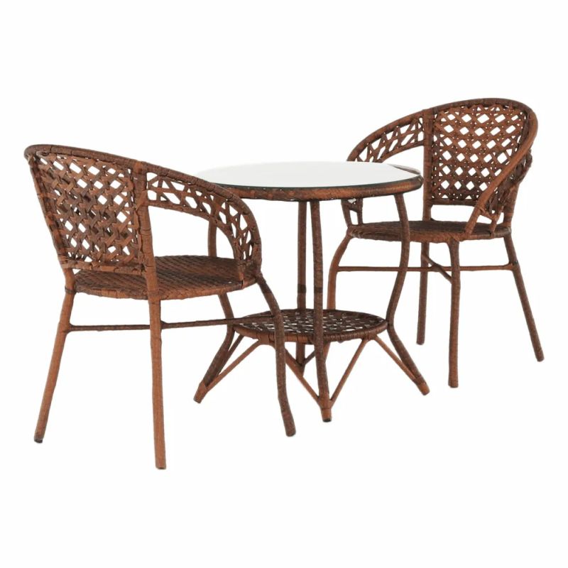 Záhradný ratanový set 1+2, v hnedej farbe