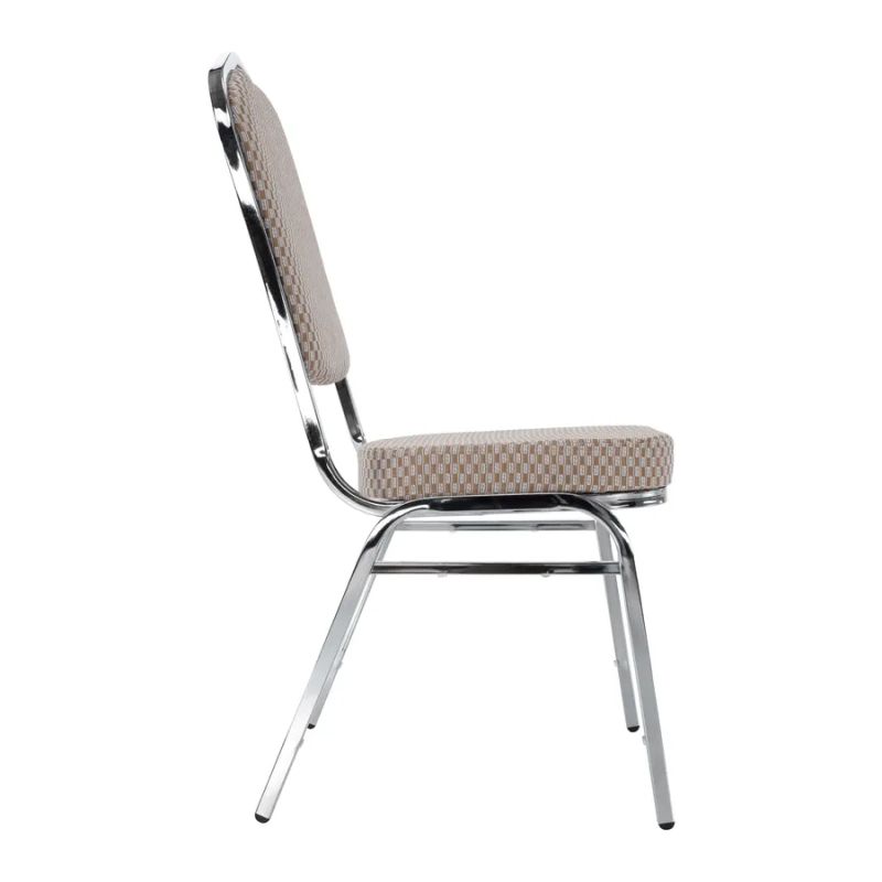 Zasadacia stohovateľná stolička, béžová vzor-chróm