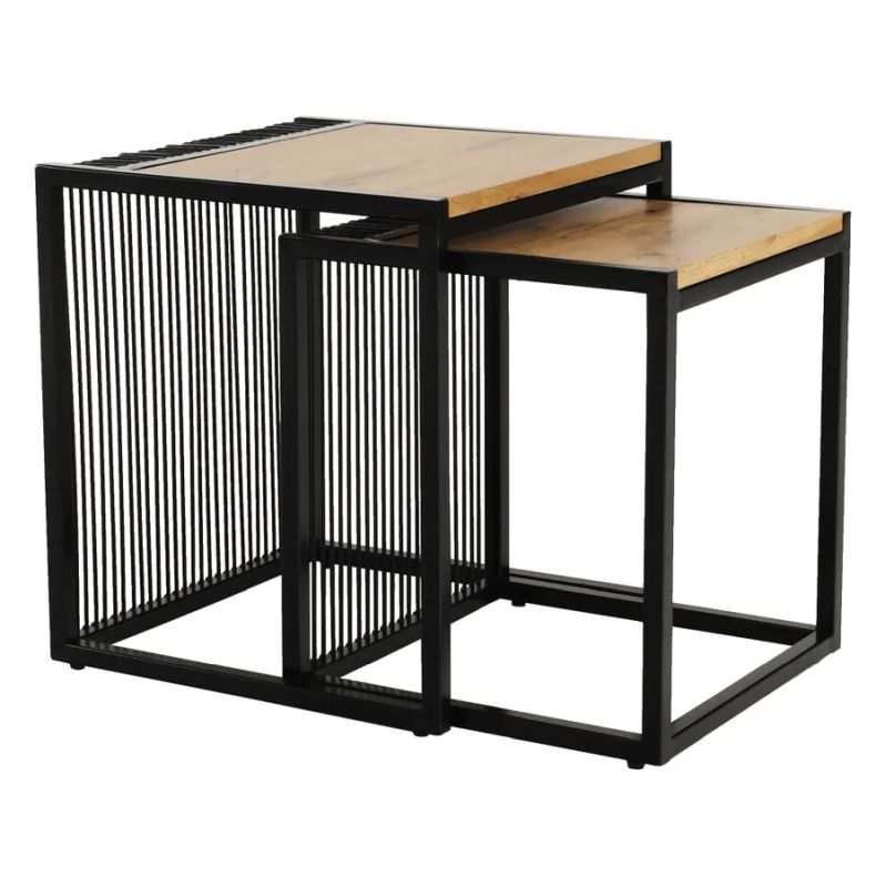 Set dvoch konferenčných stolíkov, dub-čierny