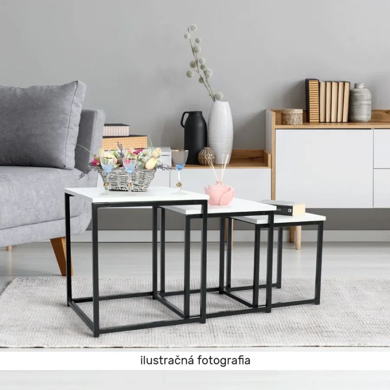 3 kusy konferenčných stolíkov TYP 3, matná biela/ čierna