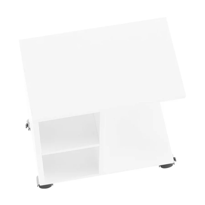 Príručný stolík na kolieskach z DTD biely