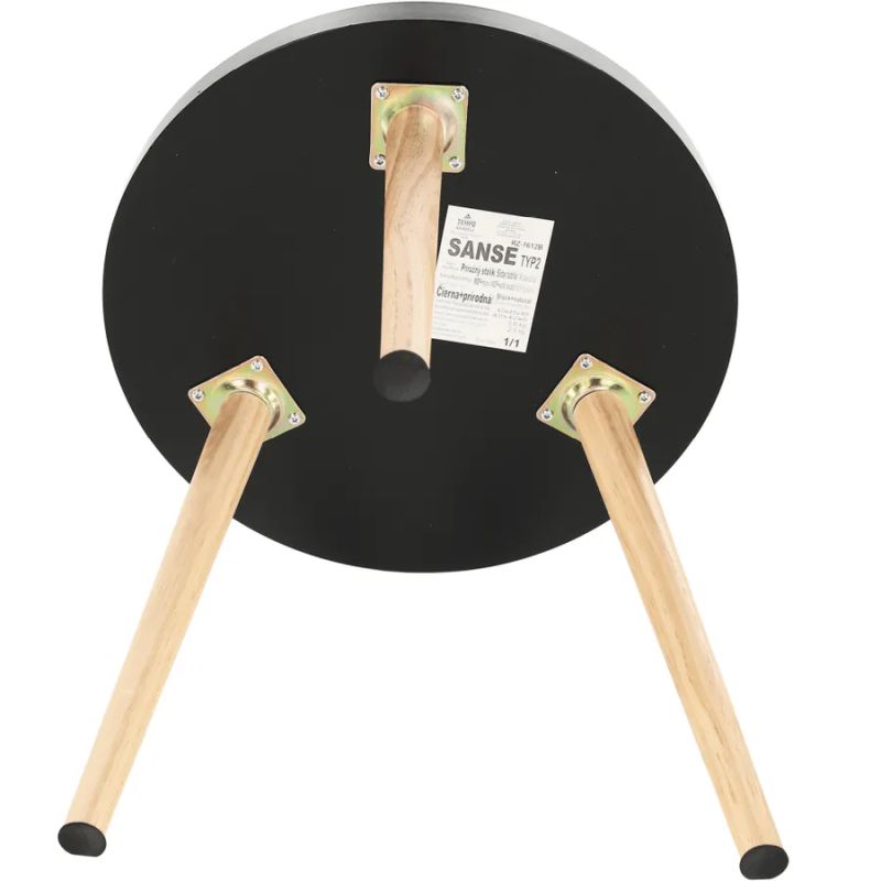 Okrúhly príručný stolík z MDF, čierna/prírodná